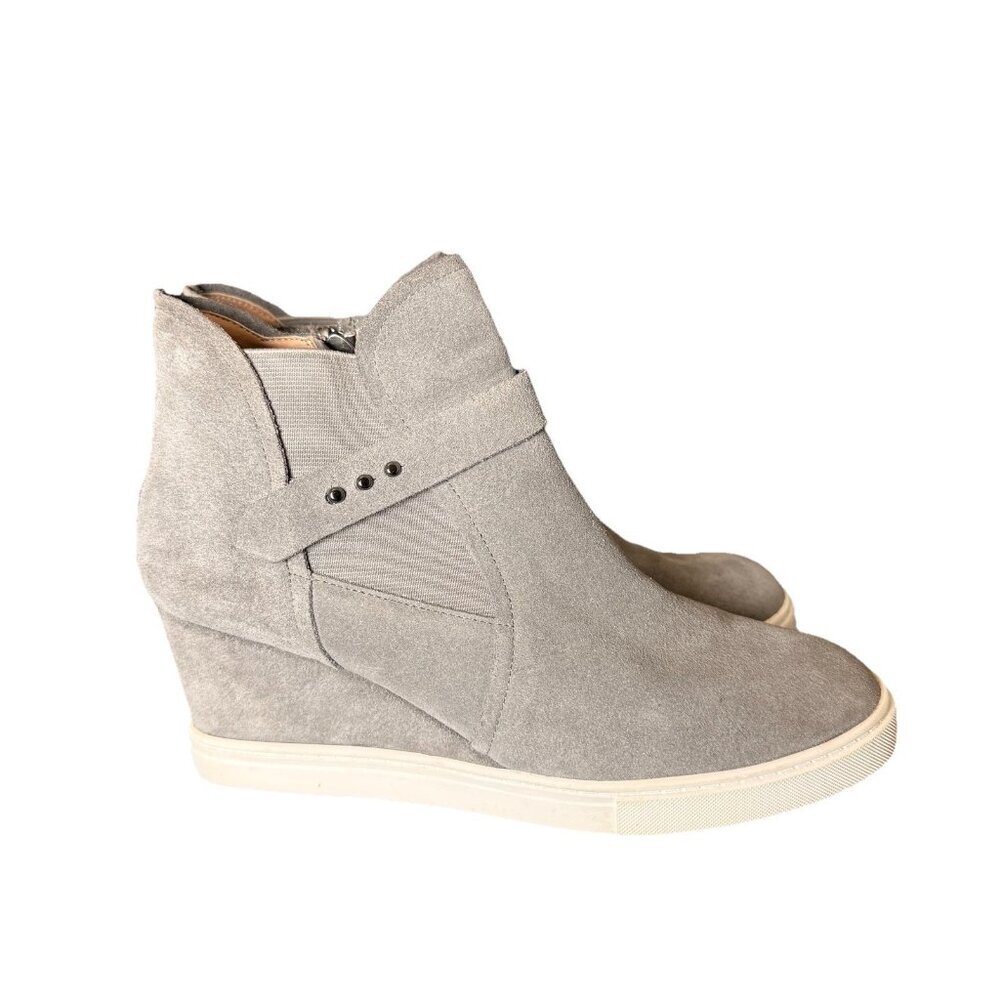 Linea Paolo Freshton Women's 8.5M Grey Suede High Top Wedge Sneaker Boot Shoes